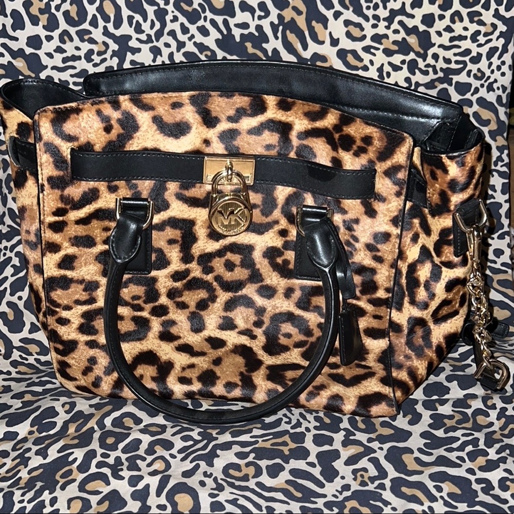 MICHAEL KORS Leopard Print Calf Hair Hamilton Tote
